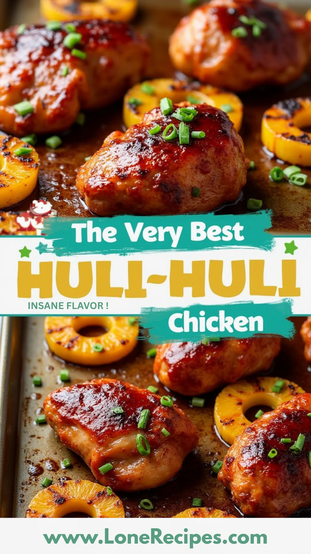 Sticky sweet Hawaiian-style chicken with caramelized pineapple and green onion garnish