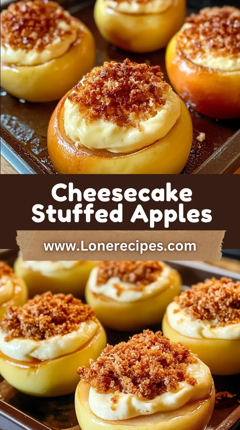 Six perfectly baked apples filled with white cream cheese mixture and brown crumble