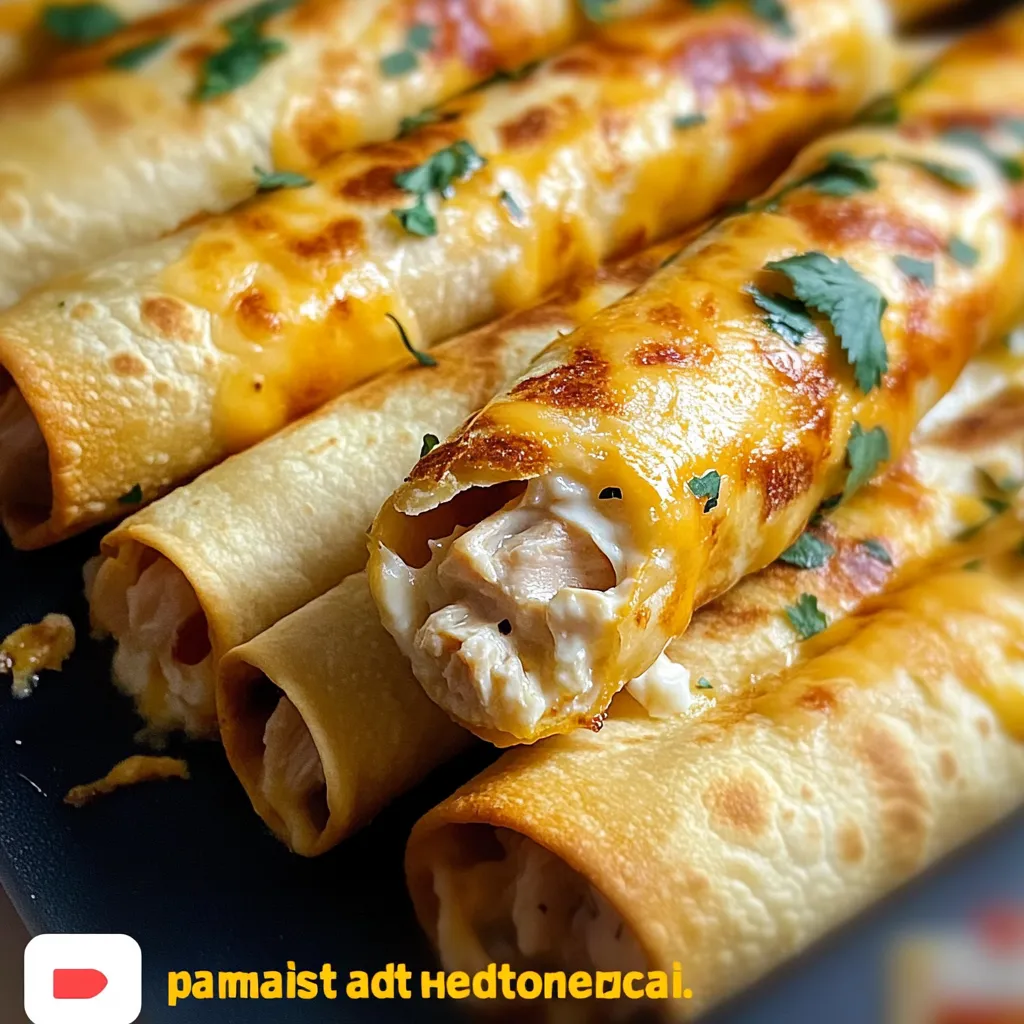 Perfectly rolled chicken taquitos with creamy filling showing golden brown tortilla exterior