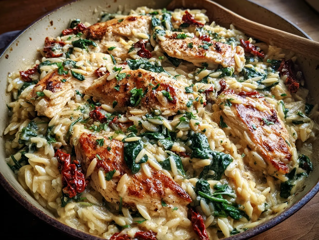 Creamy Chicken Spinach Orzo