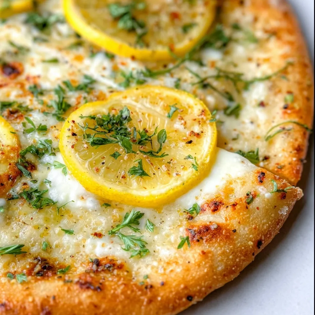 Refreshing citrus pizza with lemon wheels fresh parsley and mozzarella cheese summer recipe
