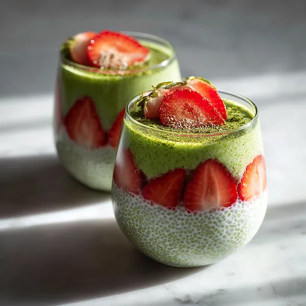 Matcha Strawberry Sago