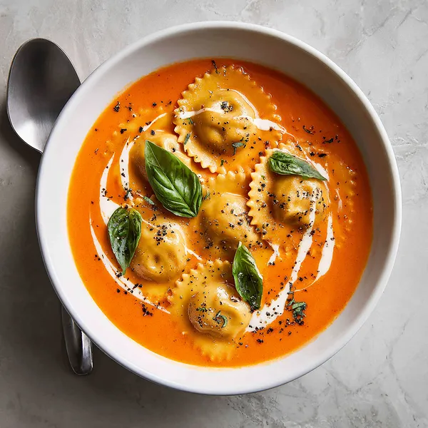Red Pepper Ravioli Soup