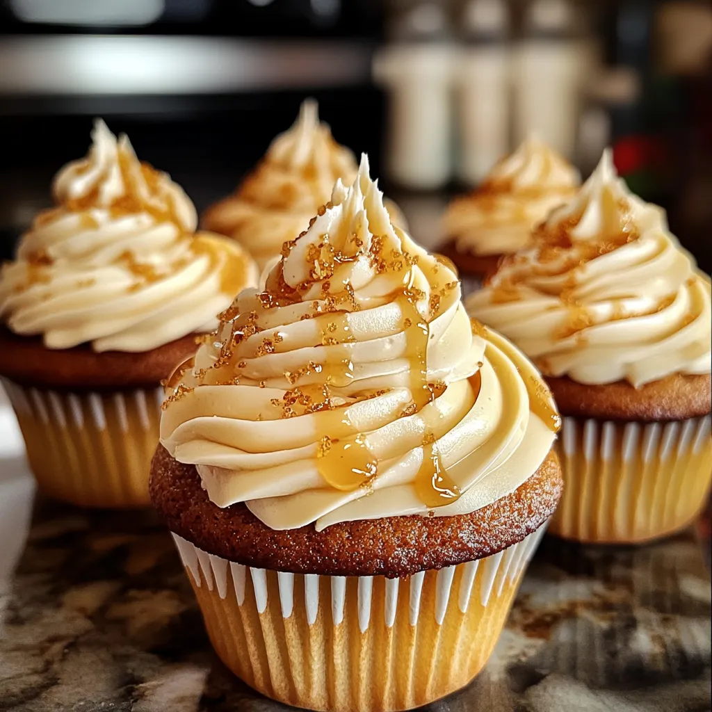 Magical Harry Potter inspired cupcakes with creamy buttercream and caramel drizzle on rustic wooden background