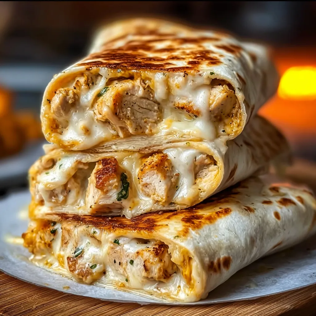 Cheesy Garlic Chicken Wraps