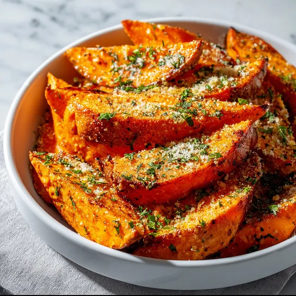 Garlic Parmesan Sweet Potatoes