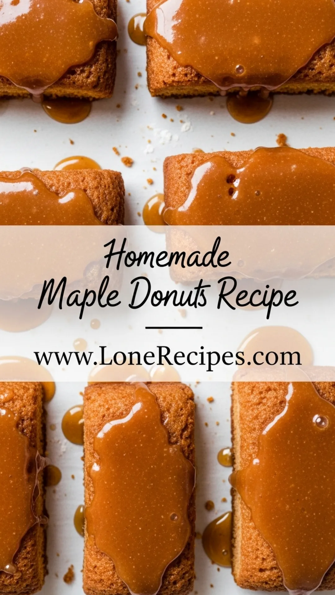 Homemade rectangular donuts with thick amber maple coating and natural imperfections