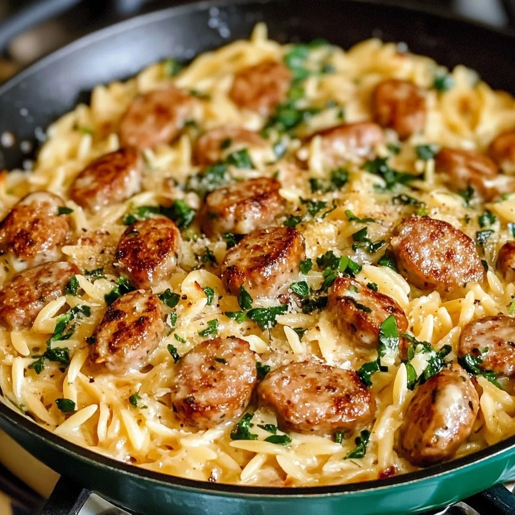 Creamy Chicken Sausage Orzo