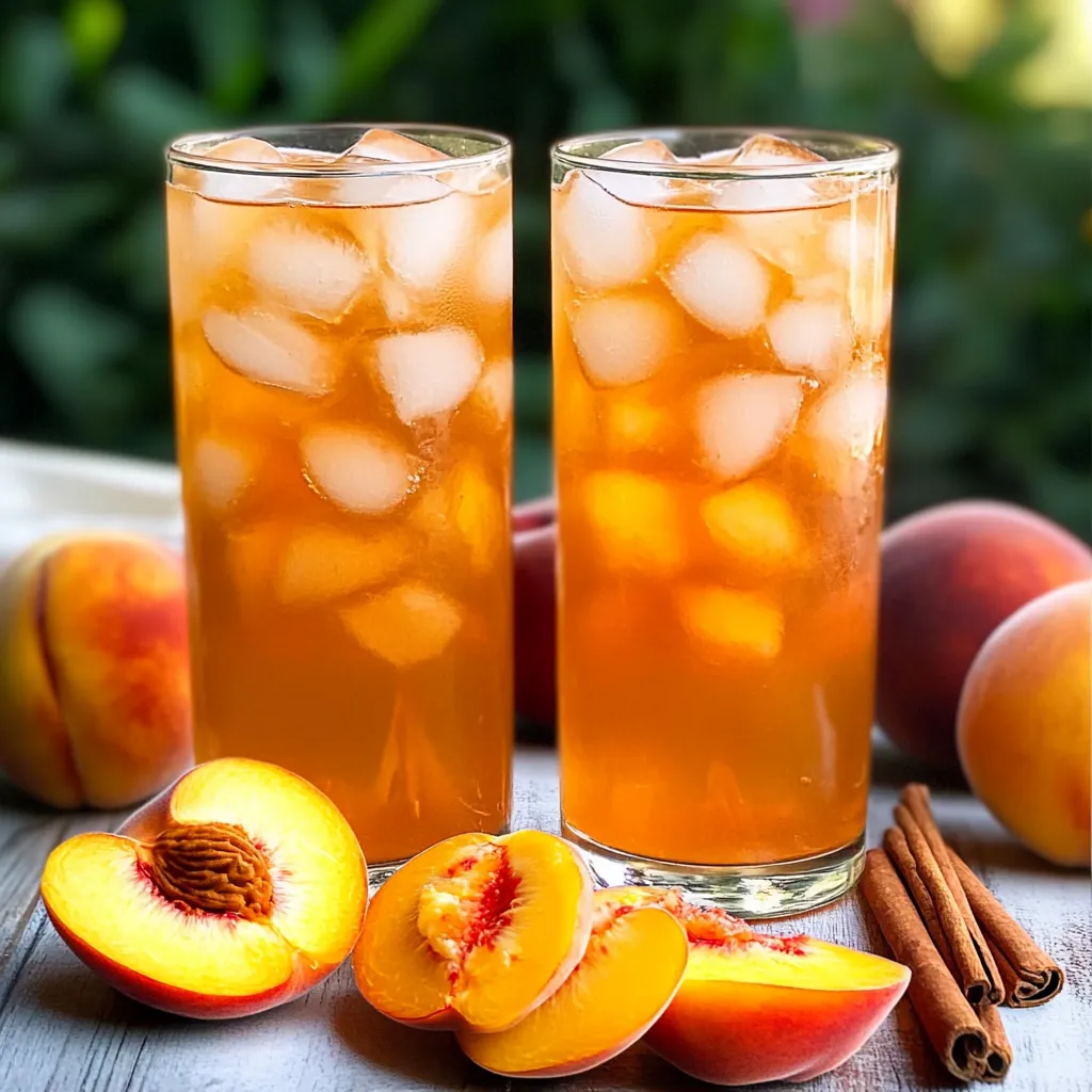 Refreshing homemade iced tea with beautiful peachy color garnished with ice cubes and natural ingredients