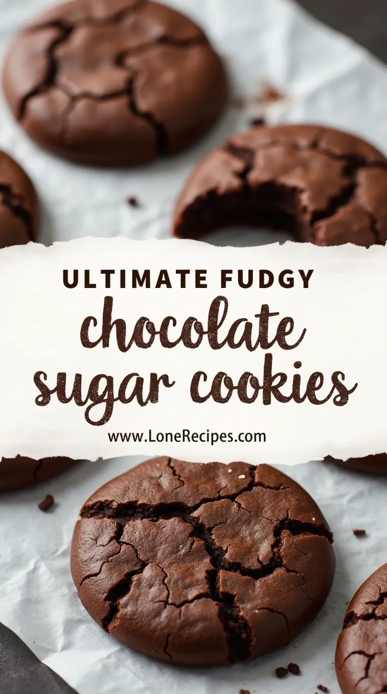 Homemade double chocolate sugar cookies with characteristic crinkled tops and rich brown color