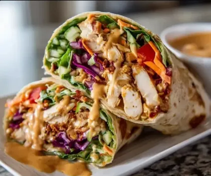 Thai Peanut Chicken Wraps