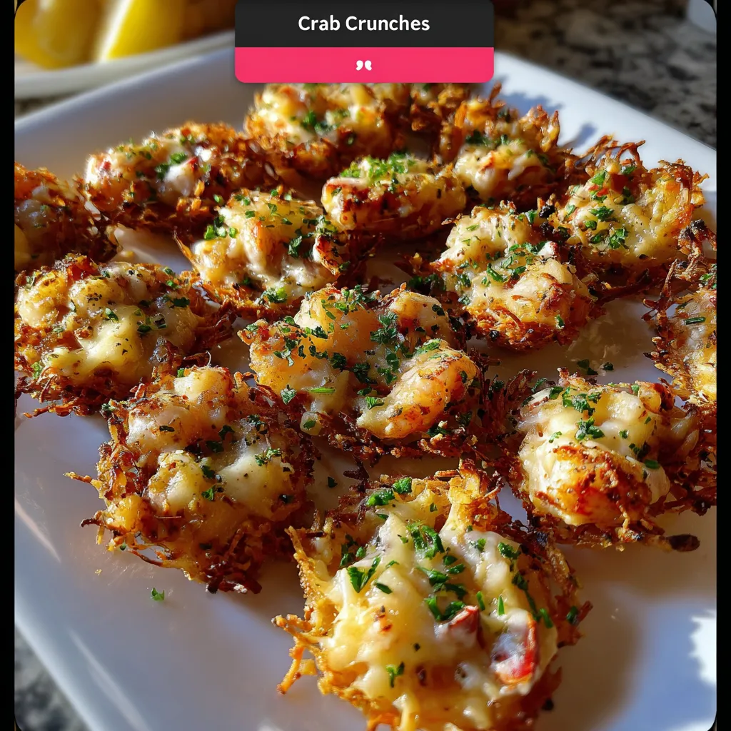 Perfectly seasoned crab bites with golden breadcrumb coating and herb garnish