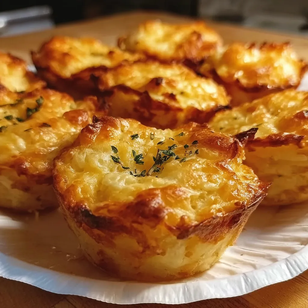 Homemade potato puffs with golden brown tops and bubbling cheese layers