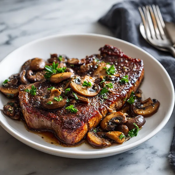 Pan-Seared Steak with Mushrooms