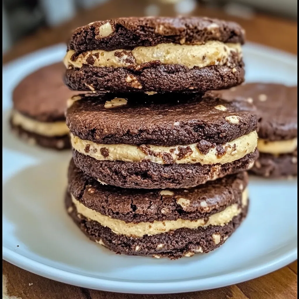 Homemade brownie cookies filled with edible cookie dough and chocolate pieces