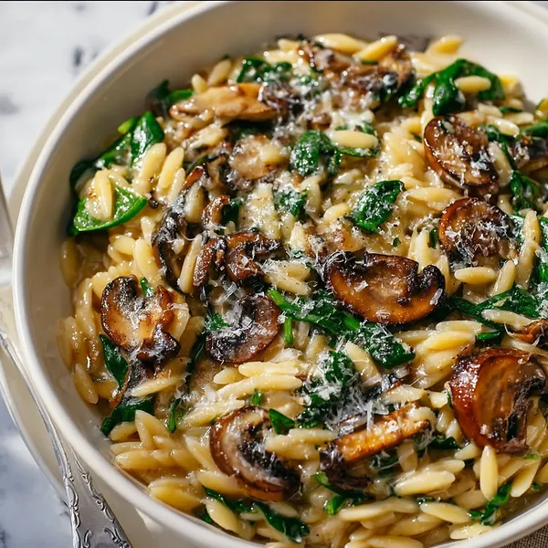 Mushroom Spinach Orzo