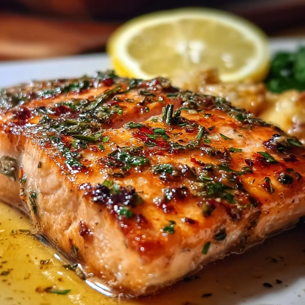 Restaurant copycat baked salmon with sweet savory glaze and perfectly cooked flaky texture