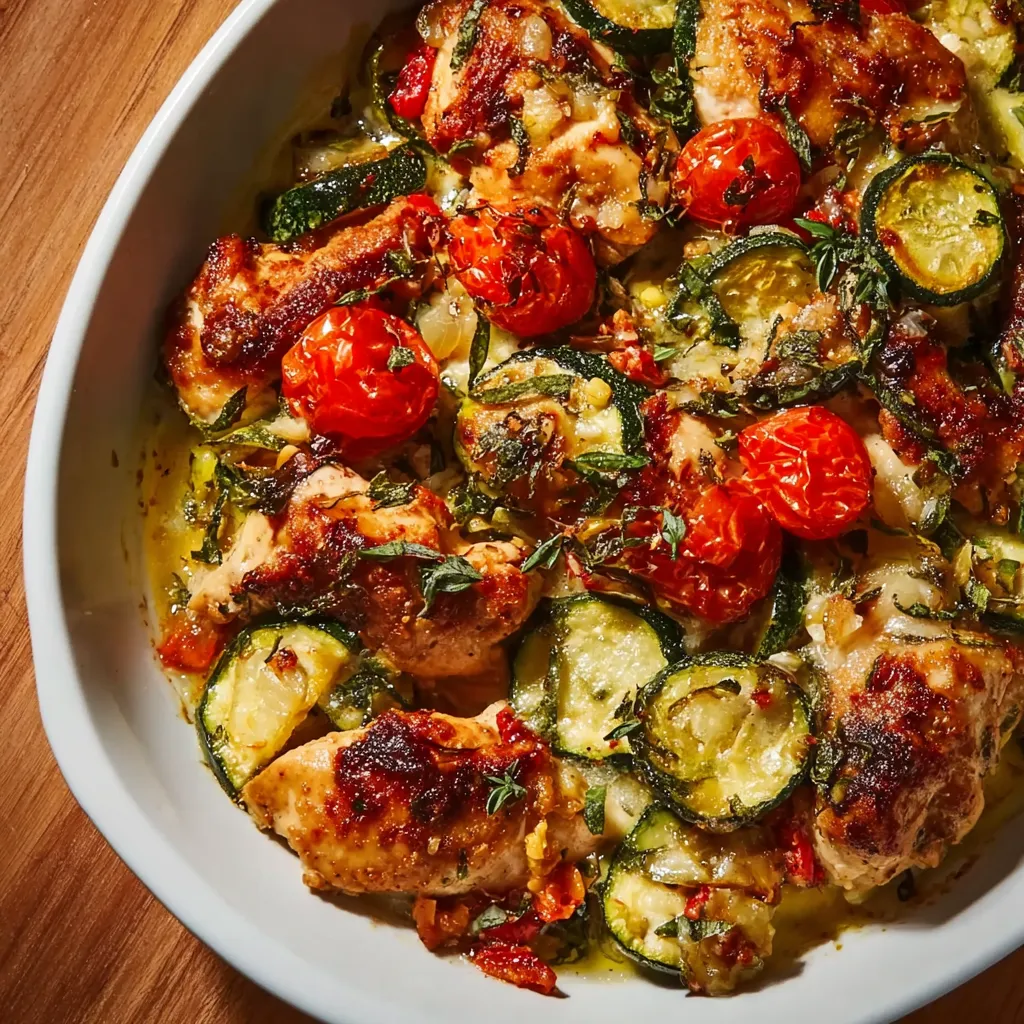 Mediterranean Chicken Zucchini Bake