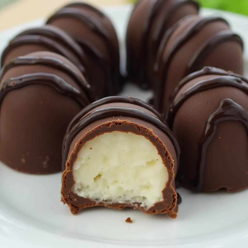 Rich chocolate bundt cake with light coconut filling drizzled with dark chocolate ganache
