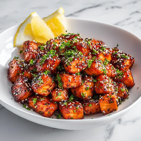 Honey Garlic Salmon Bites