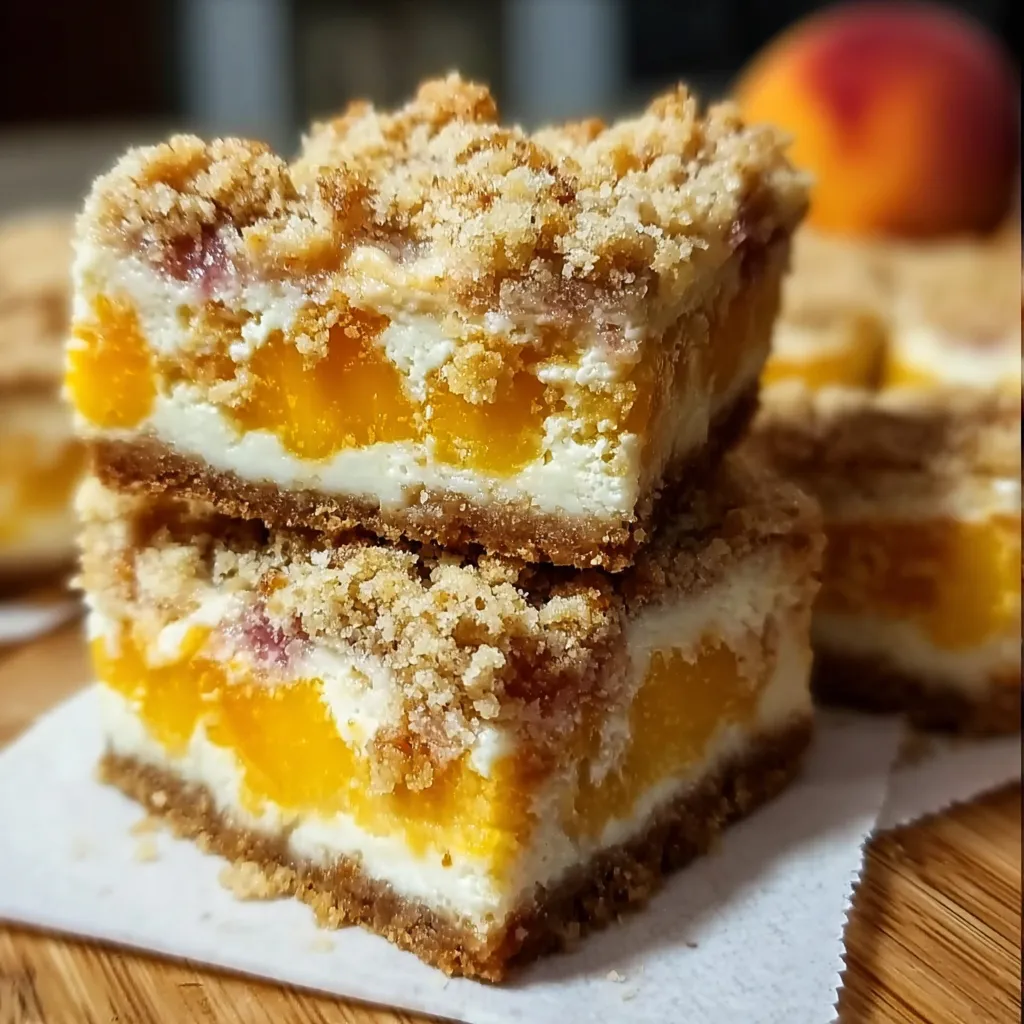 Peach Cobbler Cheesecake Bars