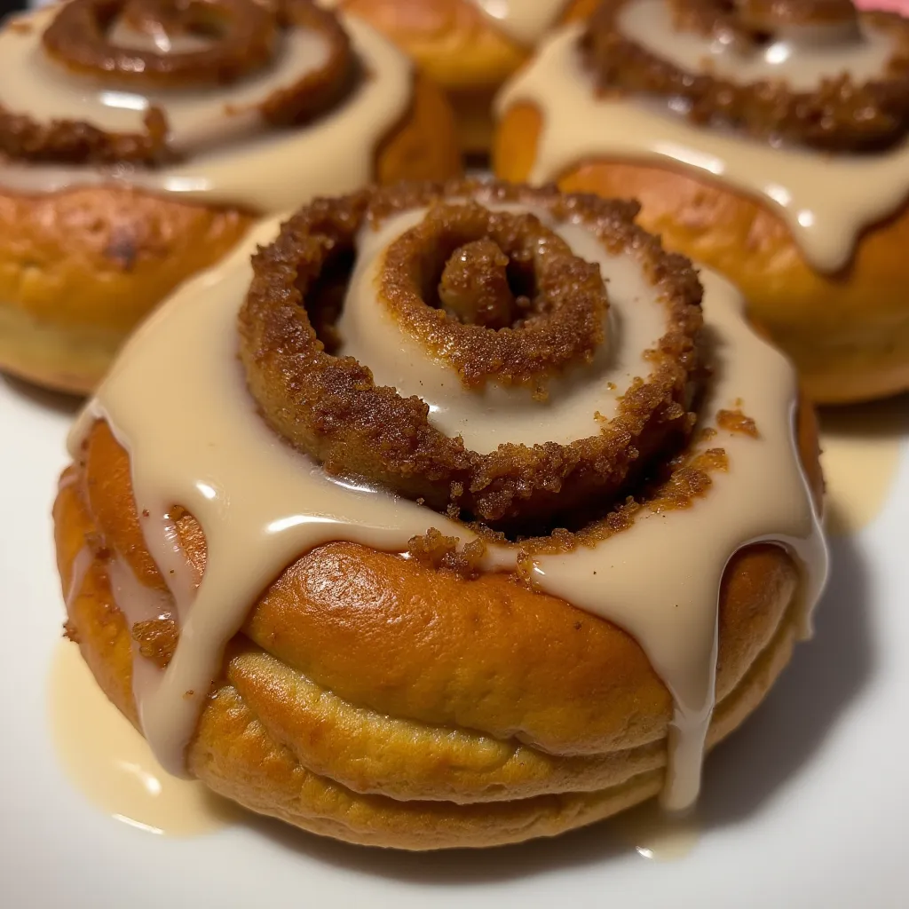 Decadent homemade cinnamon roll topped with sweet icing and brown sugar filling.
