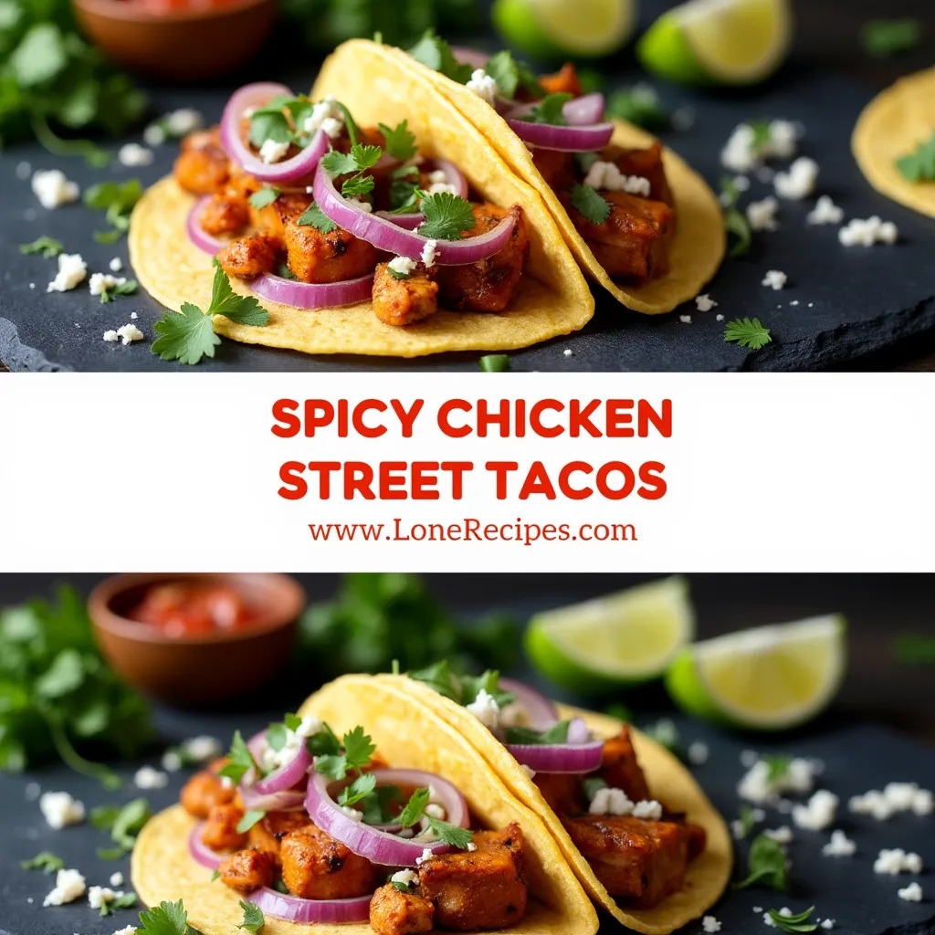 Authentic Mexican tacos with charred spicy chicken, fresh herbs and cotija cheese