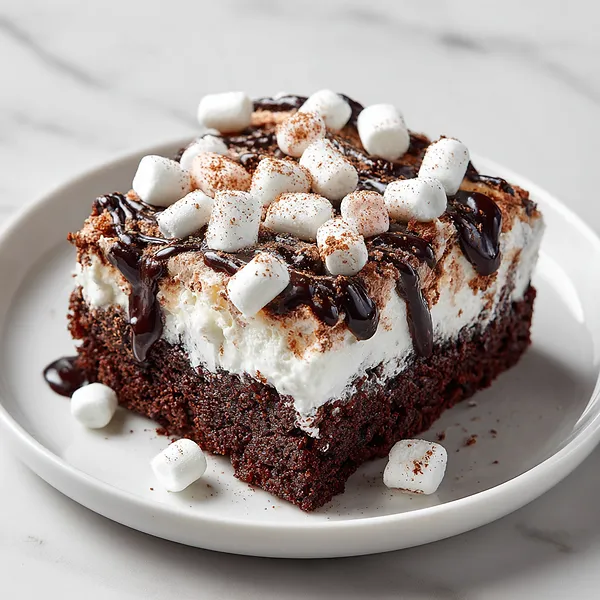 Marshmallow Chocolate Poke Cake