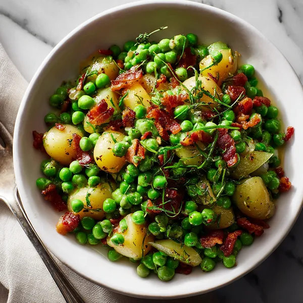 Peas with Pear Pancetta
