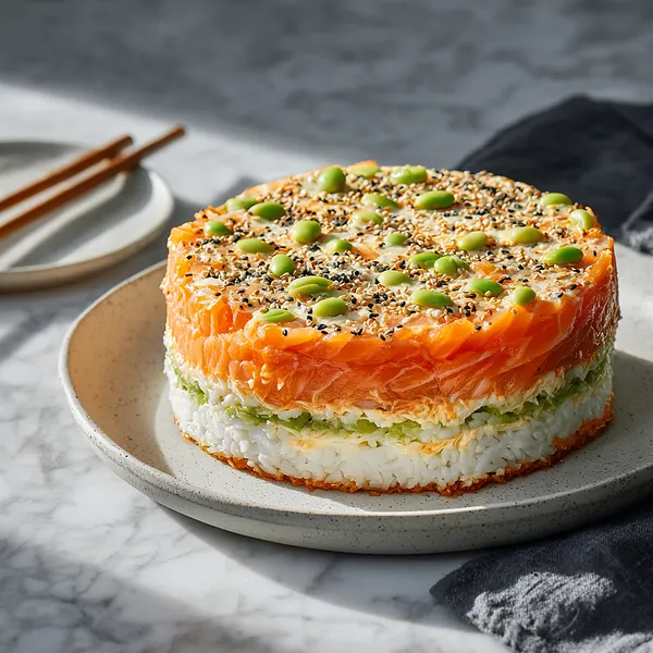 Spicy Salmon Sushi Cake