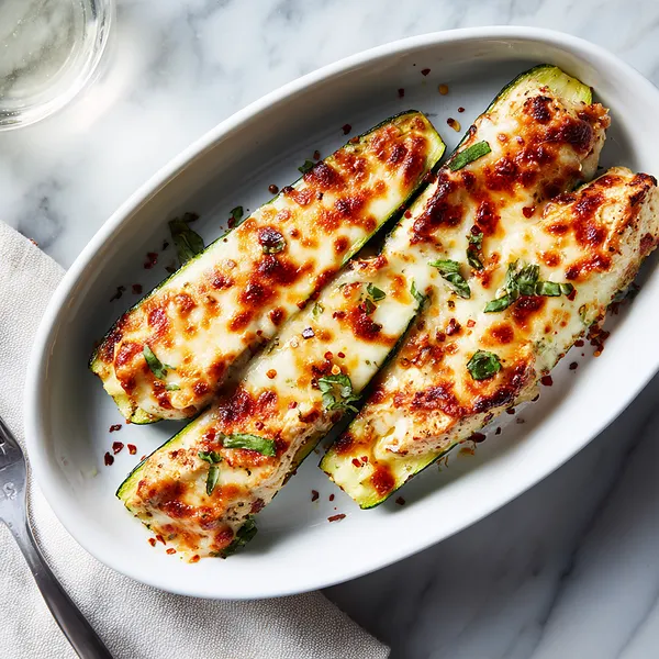 Chicken Parmesan Zucchini Boats