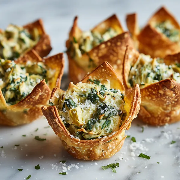 Spinach Artichoke Wonton Bites